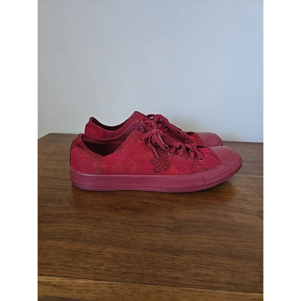 Converse All Star Mens Red Jacquard Camo Low Top Shoes Sneaker 10